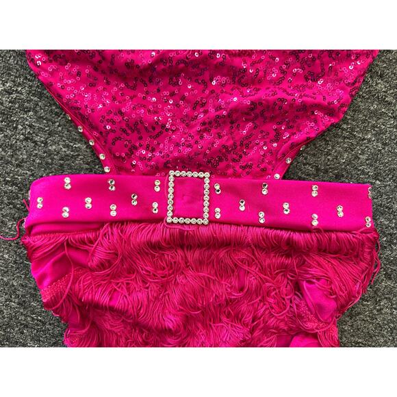 Dance Costume Weissman D12439 Large Child Pink Fringe Jazz Sequin - Picture 3 of 6